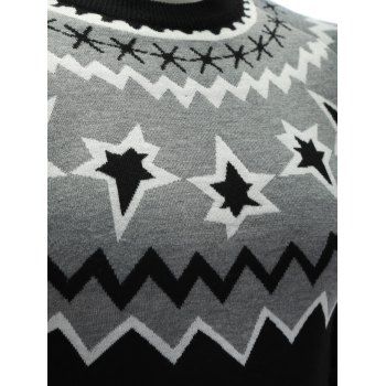 

Color Block Waviness Graphic Crew Neck Sweater, Black/grey