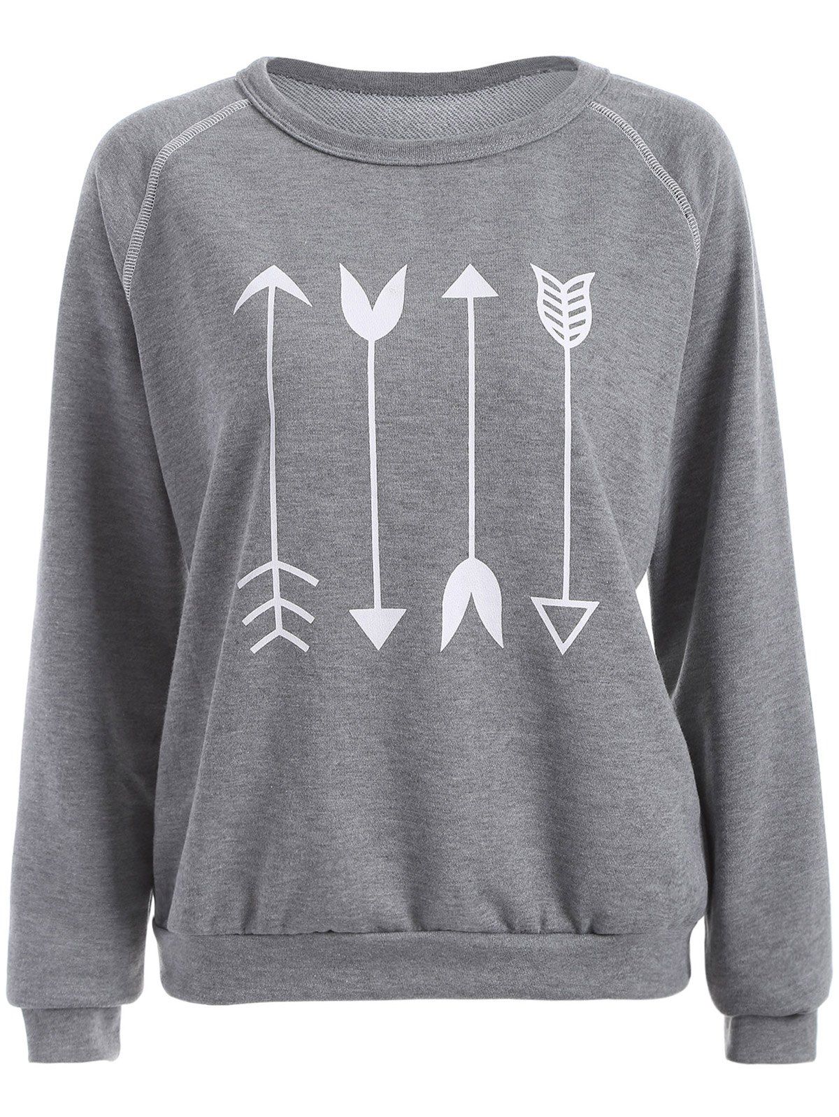 Arrow Graphic Sweatshirt, GRAY, S in Sweatshirts & Hoodies | DressLily.com