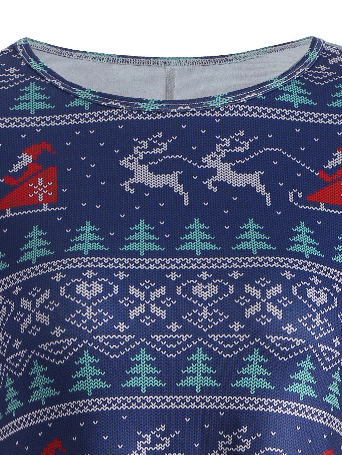 2018 Christmas Elk Print Swing Dress DEEP BLUE ONE SIZE In Print ...