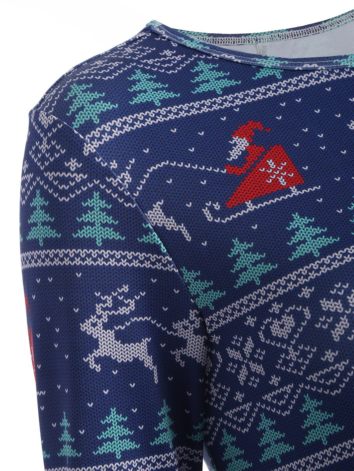 2018 Christmas Elk Print Swing Dress DEEP BLUE ONE SIZE In Print ...