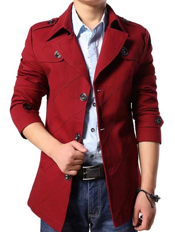 Motif multi Bouton de ligne Coat Epaulet design - Rouge XL