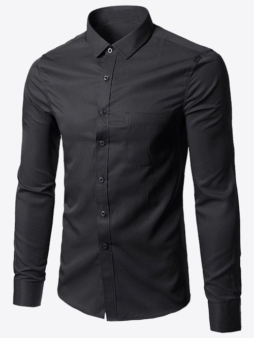 

Pocket Plus Size Business Shirt, Black