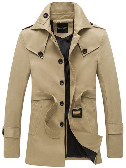 Manteau à col tailleur avec épaulette ,seul boutonnage - Kaki 2XL