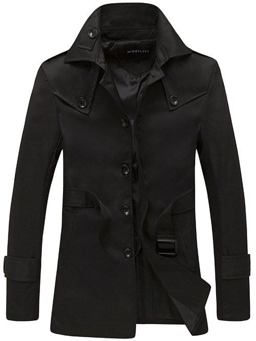 Manteau à col tailleur avec épaulette ,seul boutonnage - Noir 2XL