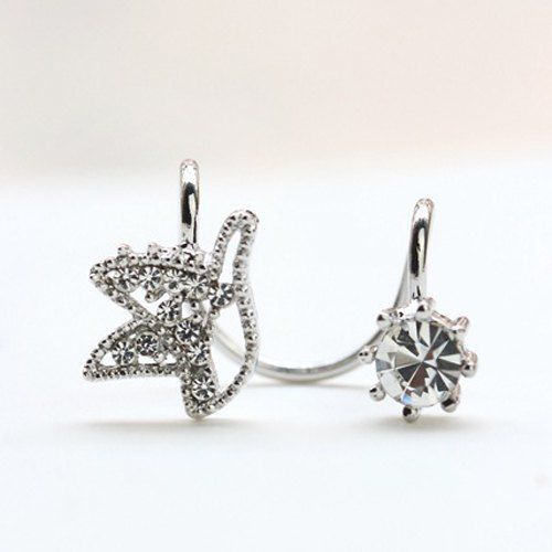 

ONE PIECE Rhinestone Adorn Ear Cuff, Silver