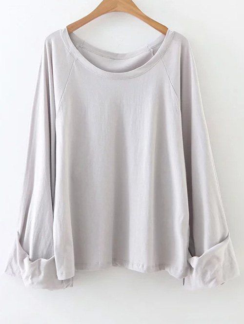 

Casual Scoop Neck Tunic T-Shirt, Gray