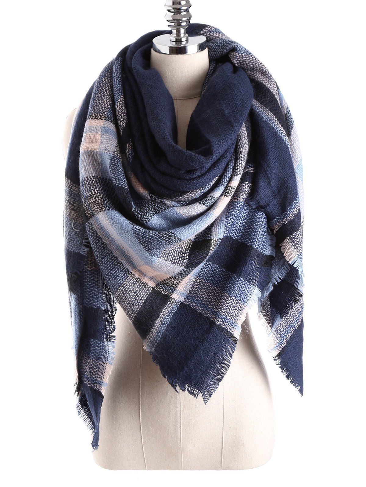 [34 OFF] 2020 Warm Tartan Plaid Blanket Shawl Scarf In MIDNIGHT