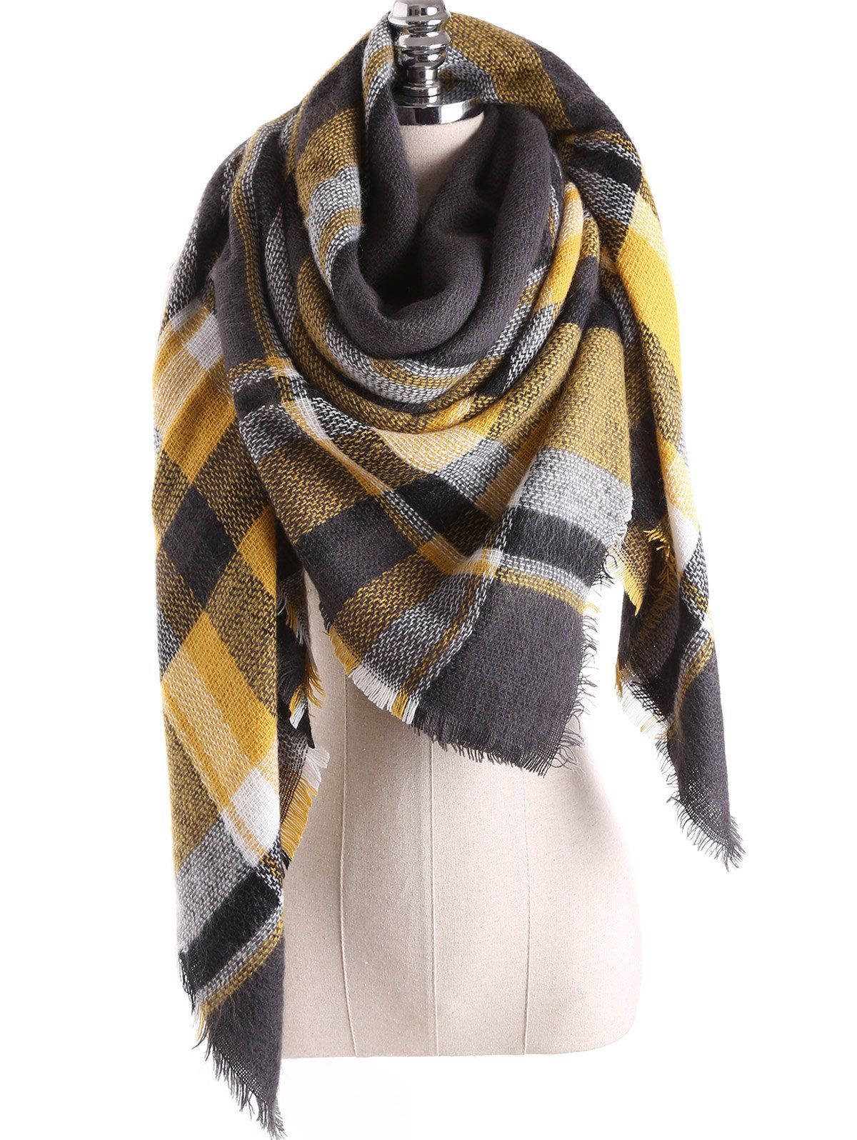 

Warm Tartan Plaid Blanket Shawl Scarf, Charcoal gray