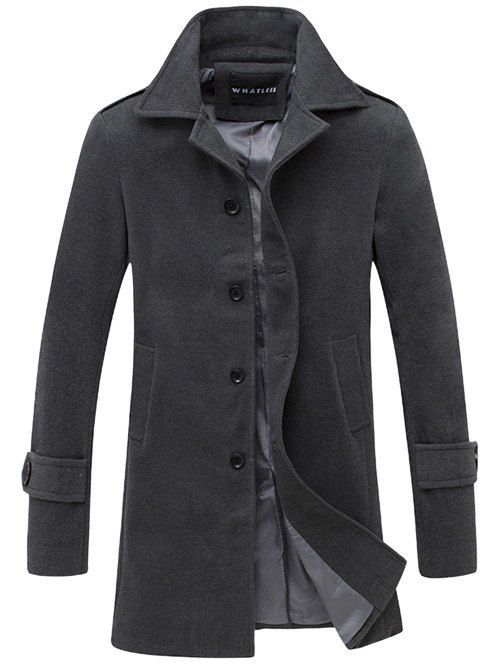 Manteau en laine à col tailleur ,seul boutonnage - gris foncé L