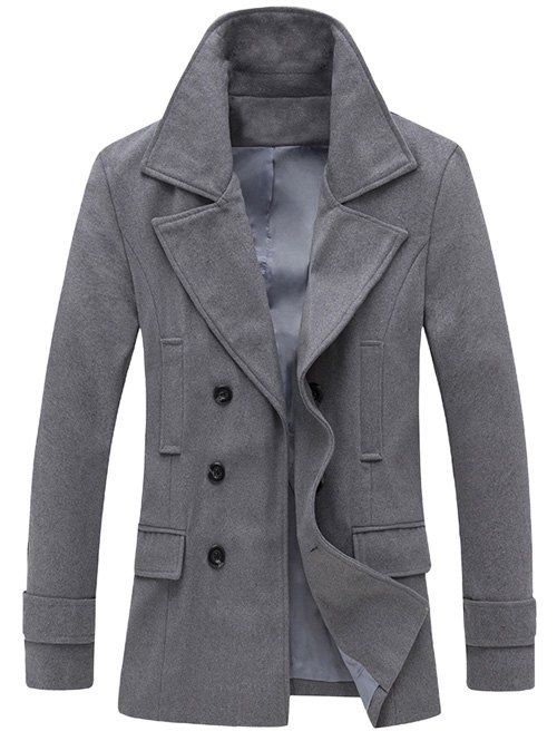 Manteau en laine à col tailleur ,double boutonnage - Gris M