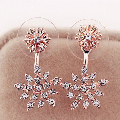 

Rhinestone Snowflake Shaped Earrings, Rose gold