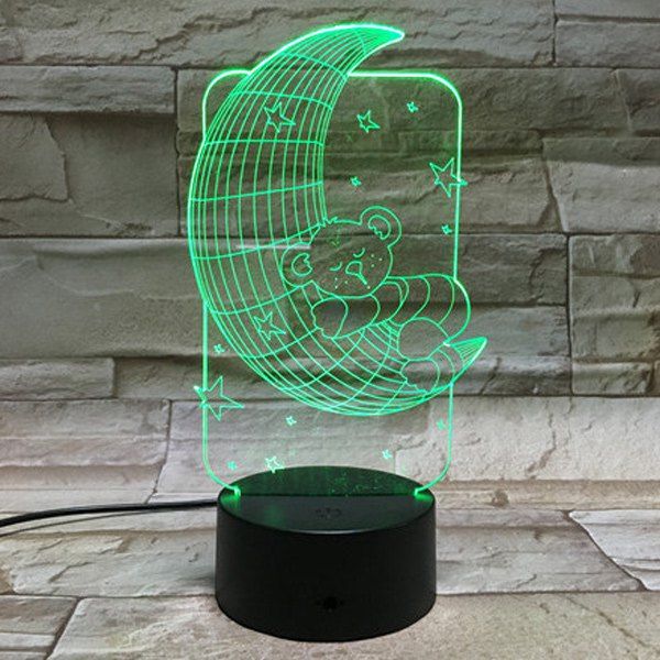 

3D Baby Bear 7 Color Touch Changing Night Light, Transparent