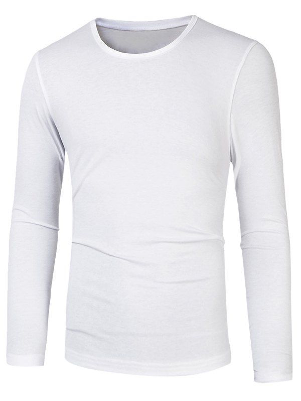 

Slim Fit Round Neck Long Sleeve Basic Tee, White
