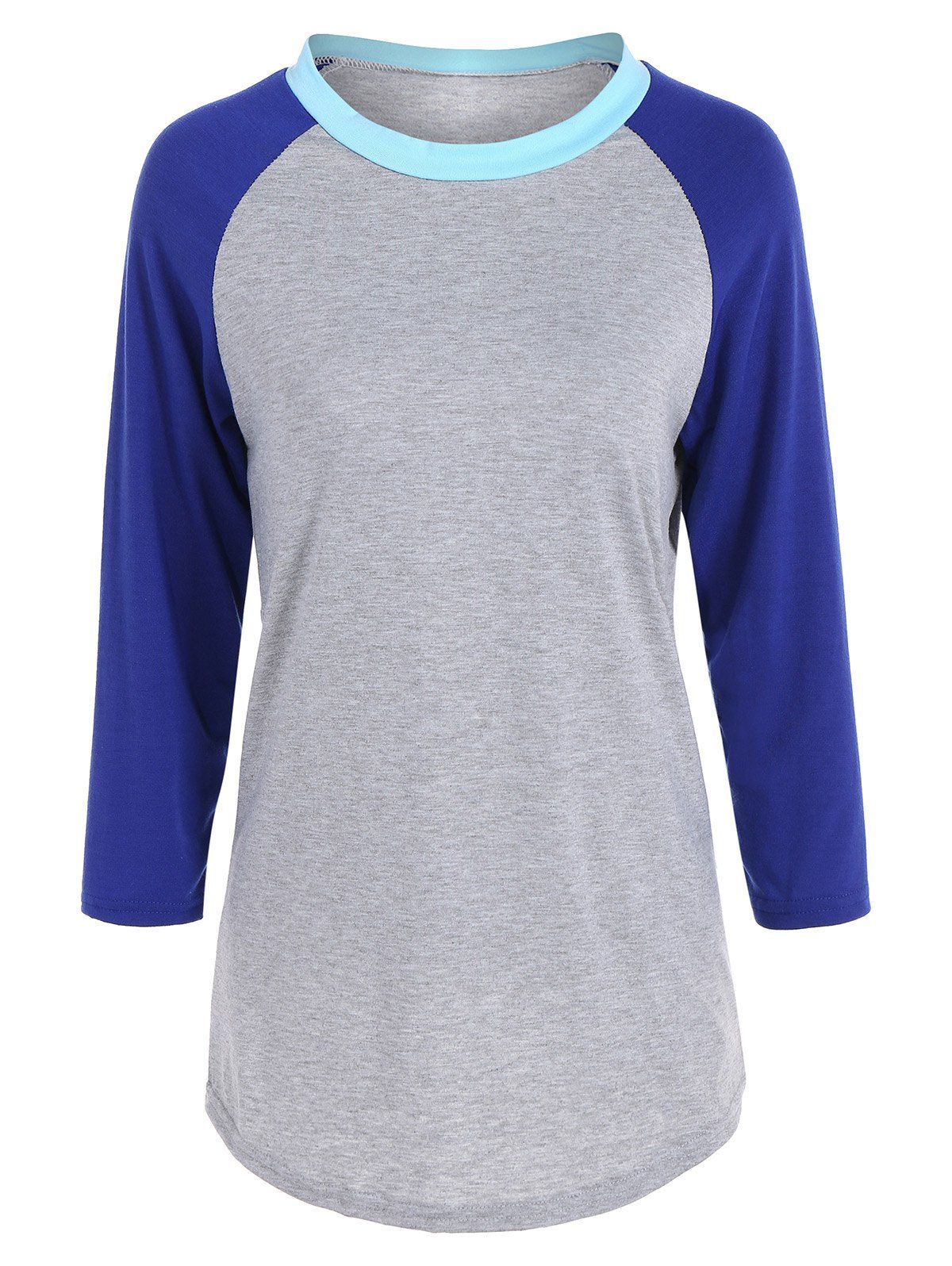 [41% OFF] 2020 Color Block Raglan Sleeve Panel T-Shirt In GRAY | DressLily