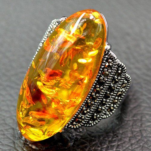 Artificial Gemstone Oval Shaped Ring - YELLOW 19