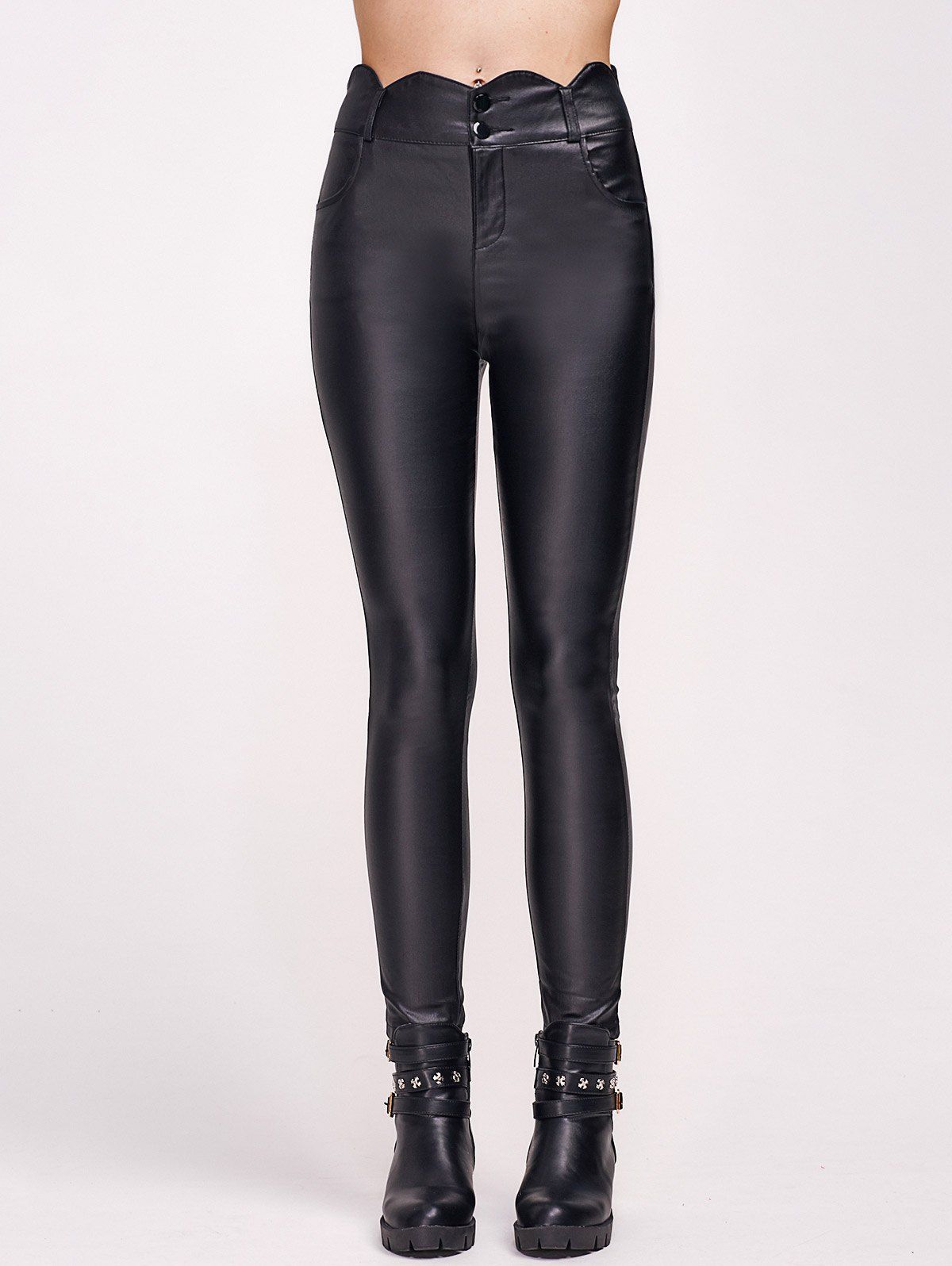 faux leather high waisted pants