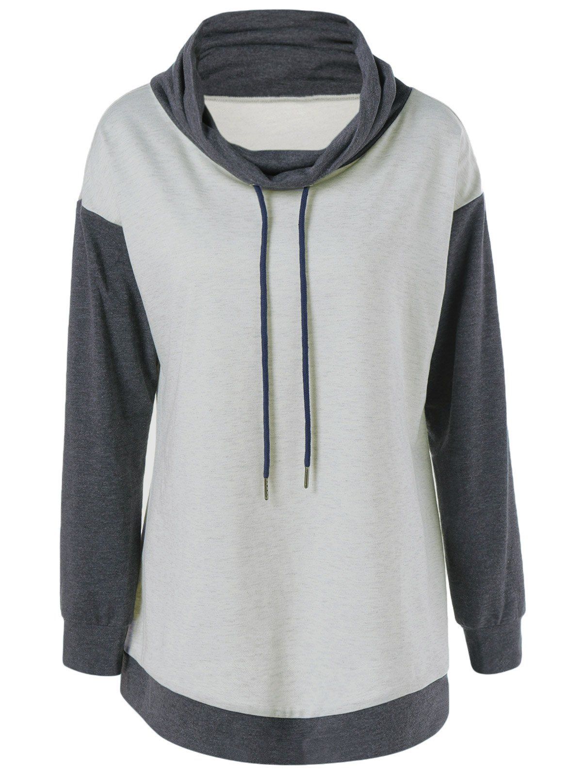 

Plus Size Cowl Neck Drawstring Sweatshirt, Light grey