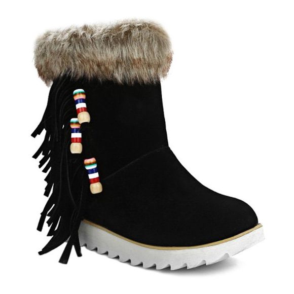 17% OFF] 2025 Bottes UGG En Fausse Fourrure Plate-forme Frange En