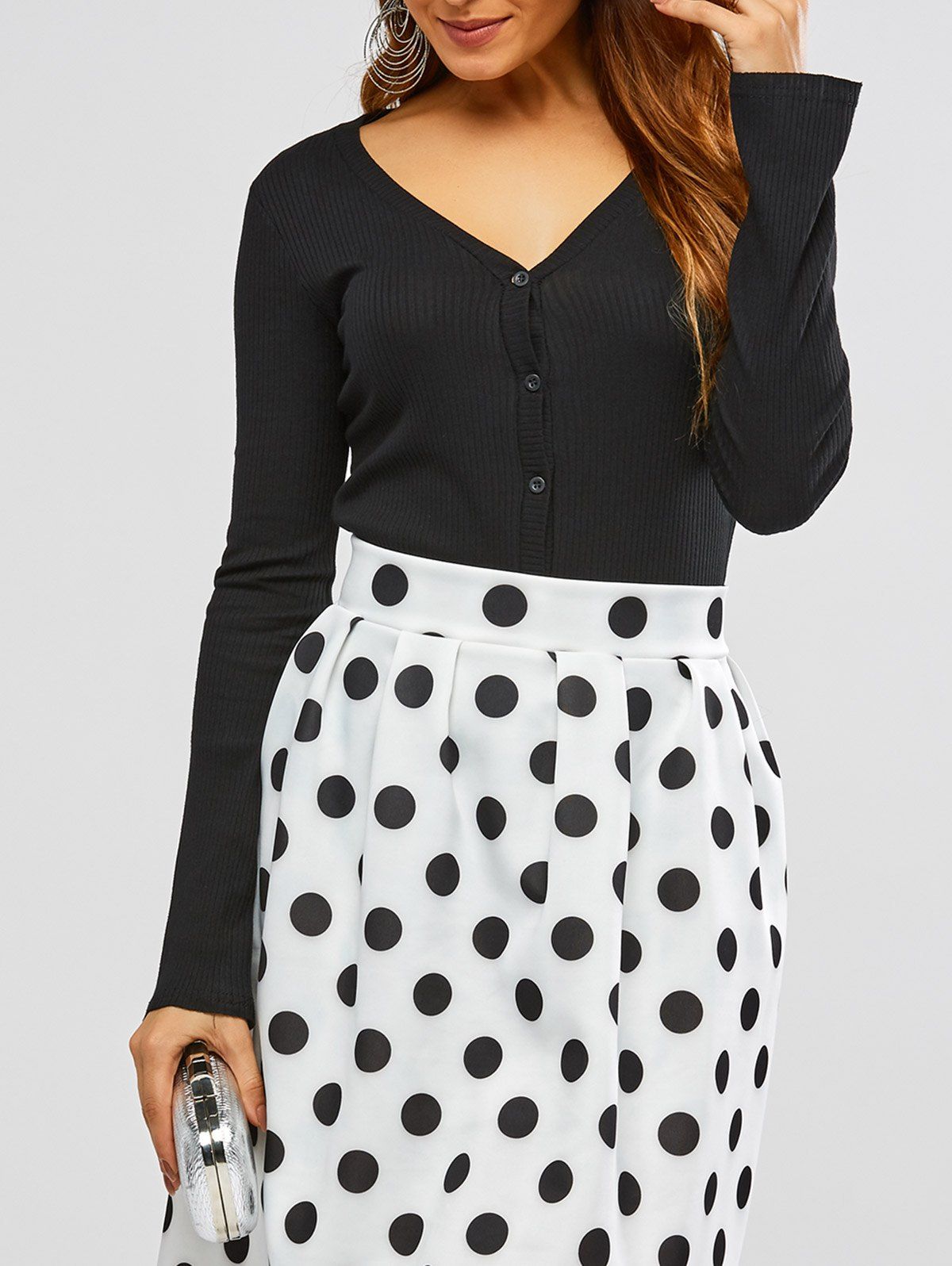 

Ribbed Button Up Cardigan, Black