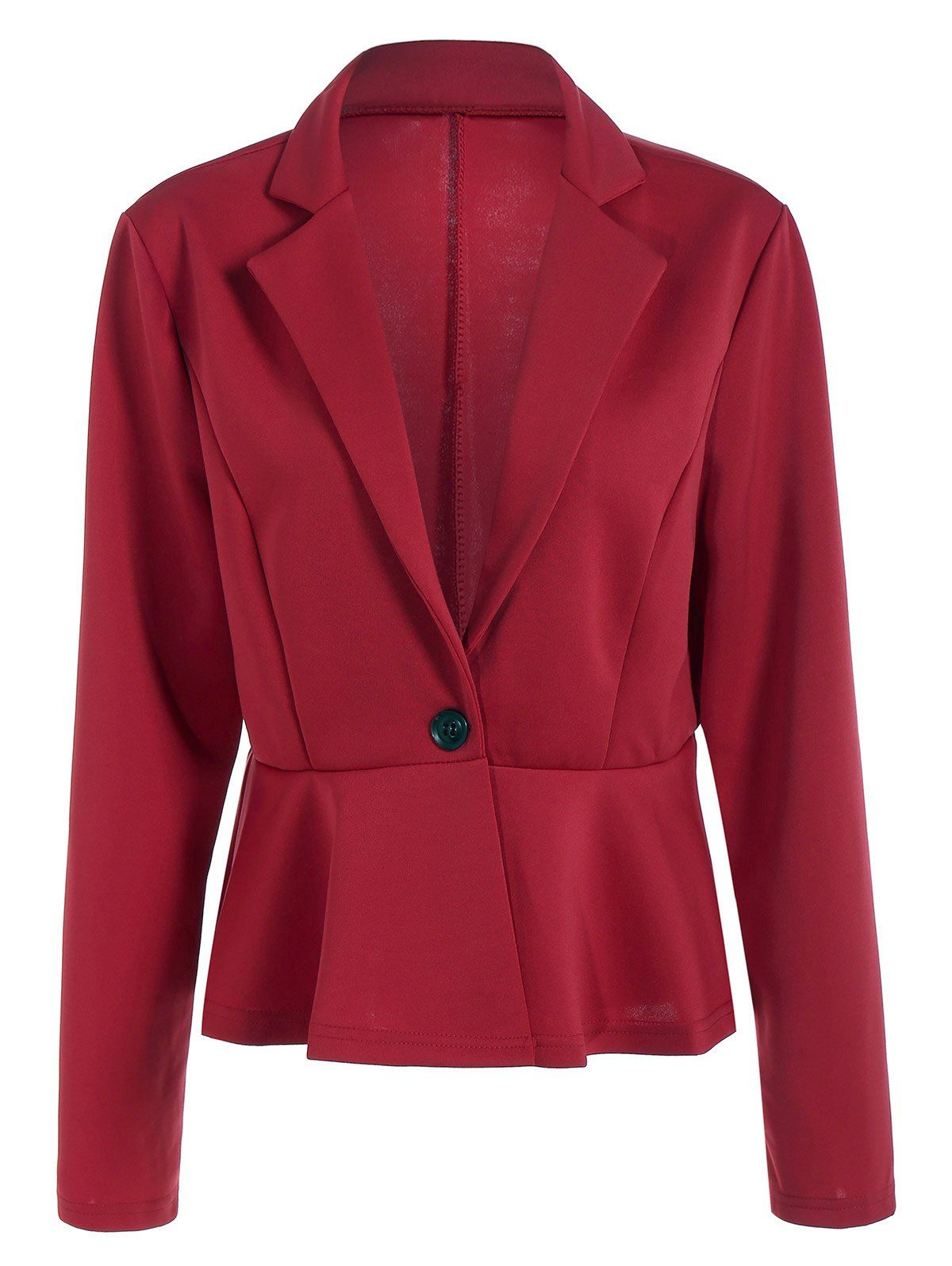 

Fitted One Button Jacket Peplum Blazer, Red
