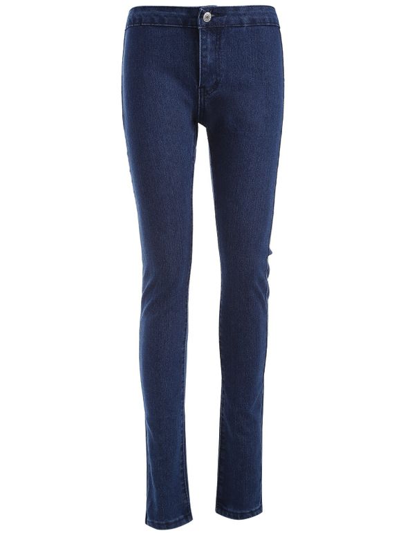 Jeans  taille haute jambe skinny - Bleu profond L