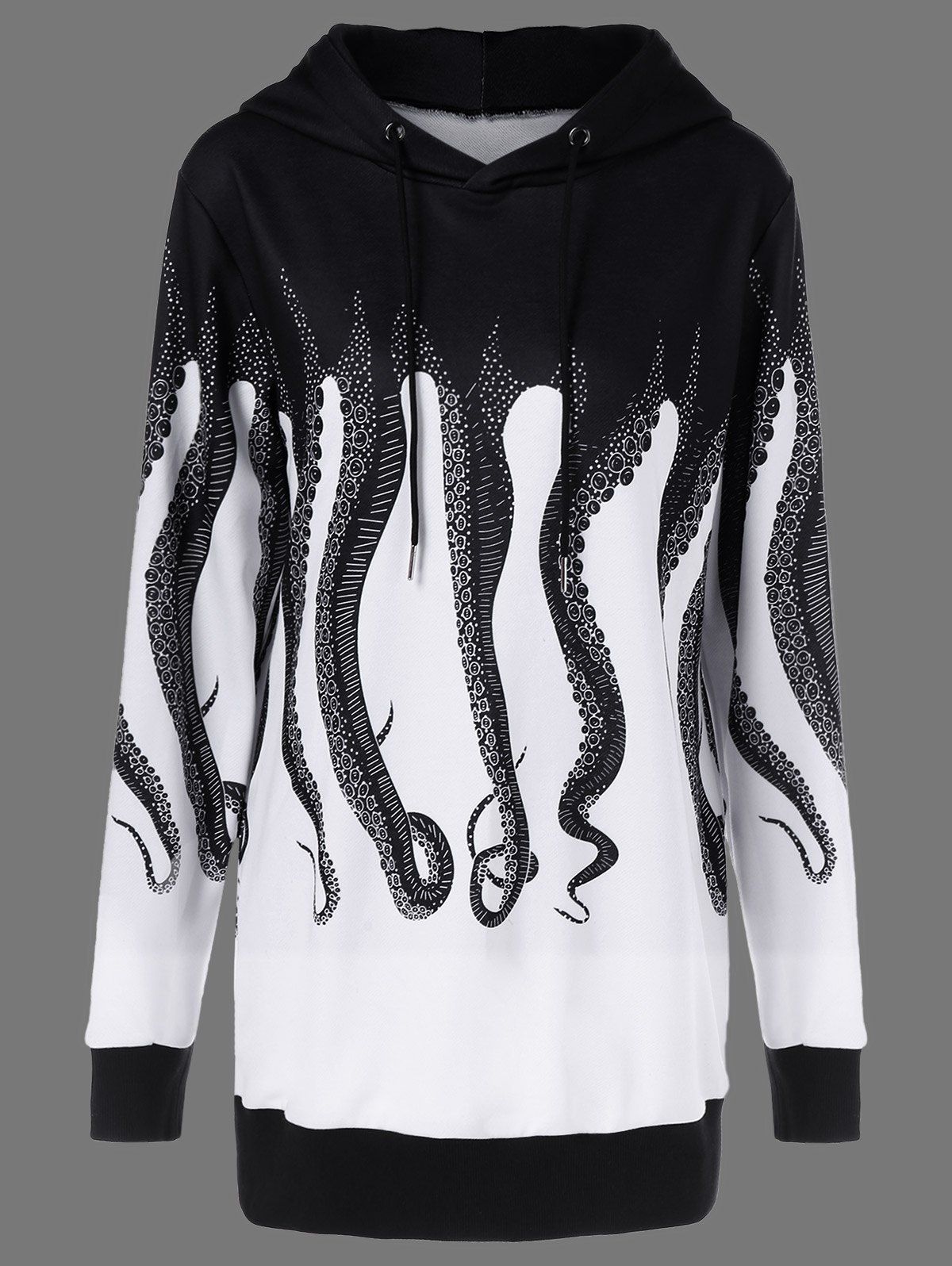 2018 Octopus Print Drawstring White Hoodie WHITE XL In Sweatshirts ...