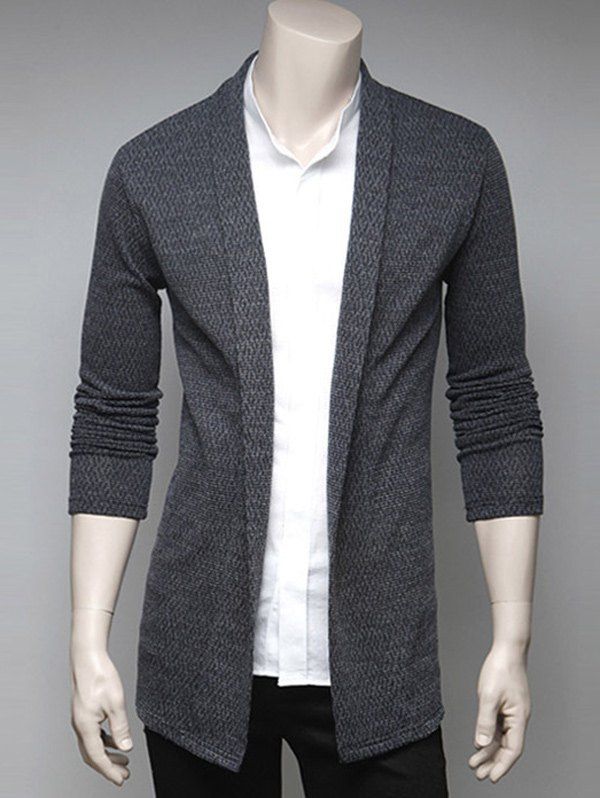 

Turndown Collar Slimming Cardigan, Light gray