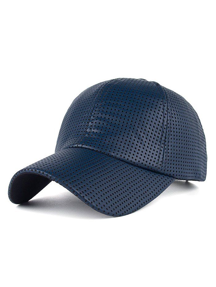 

Breathable PU Leather Small Holes Design Baseball Hat, Cadetblue
