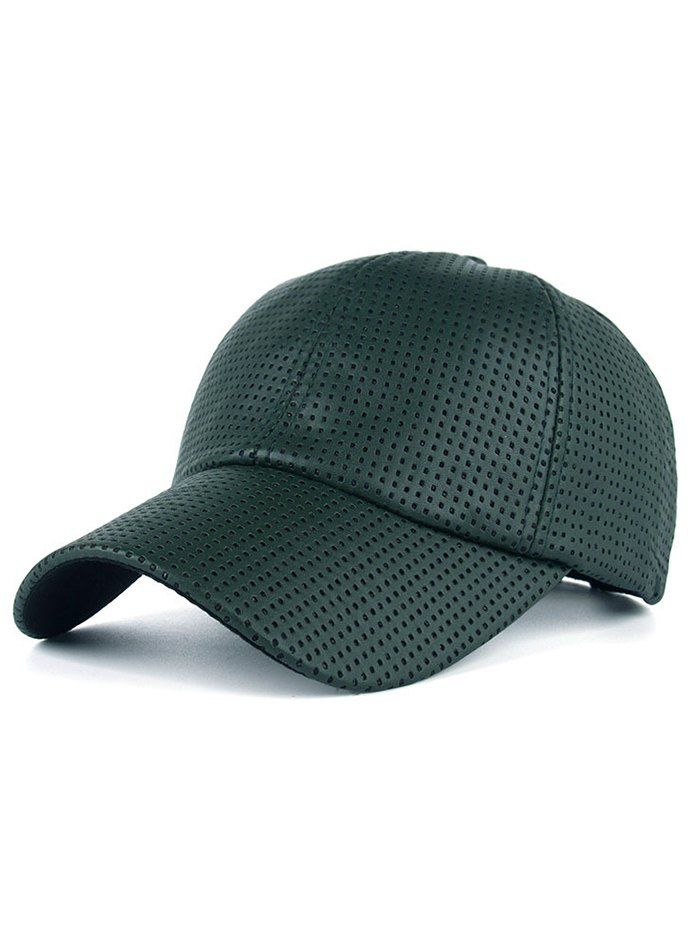 

Breathable PU Leather Small Holes Design Baseball Hat, Blackish green