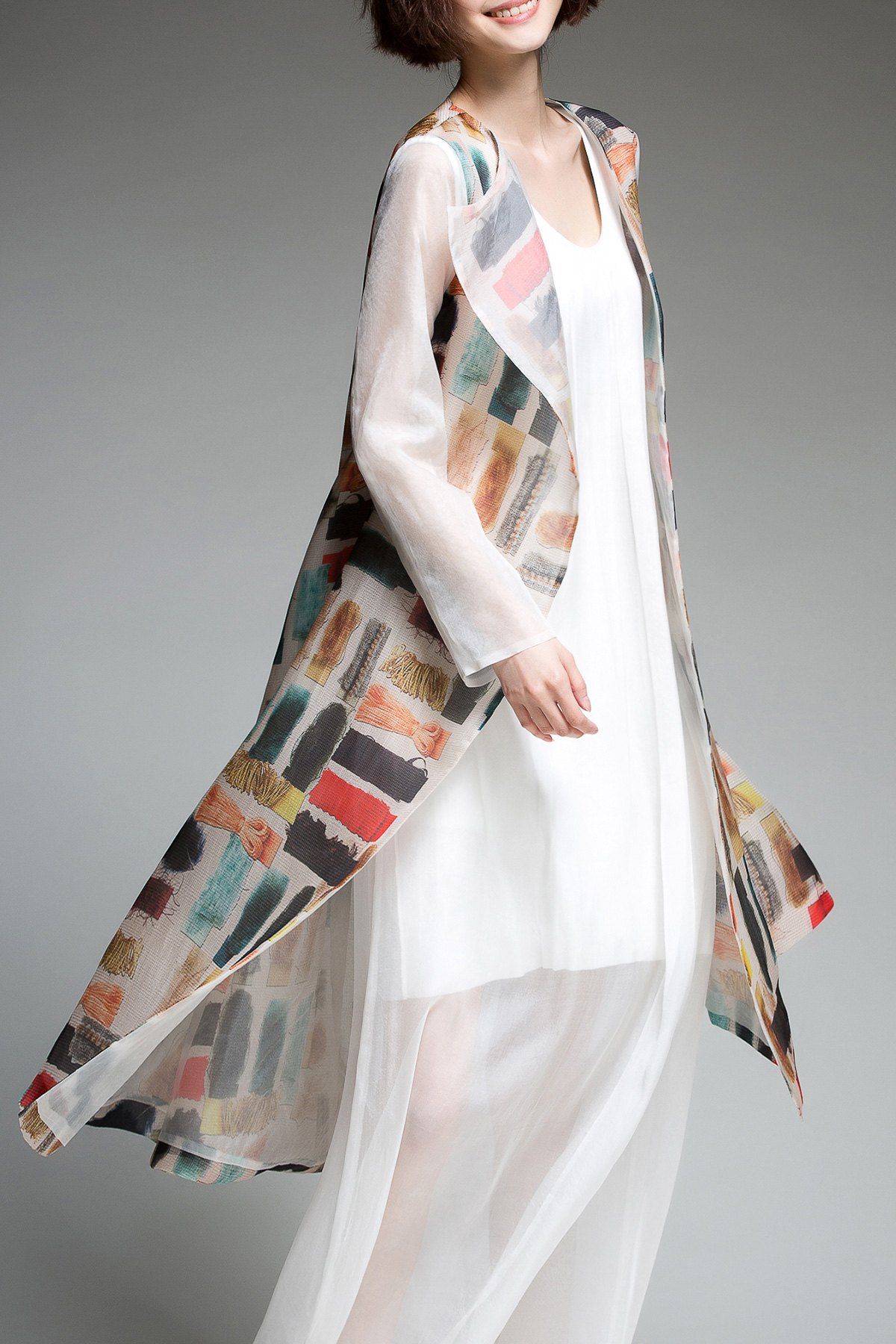 

Print Longline Duster Coat, Multicolor