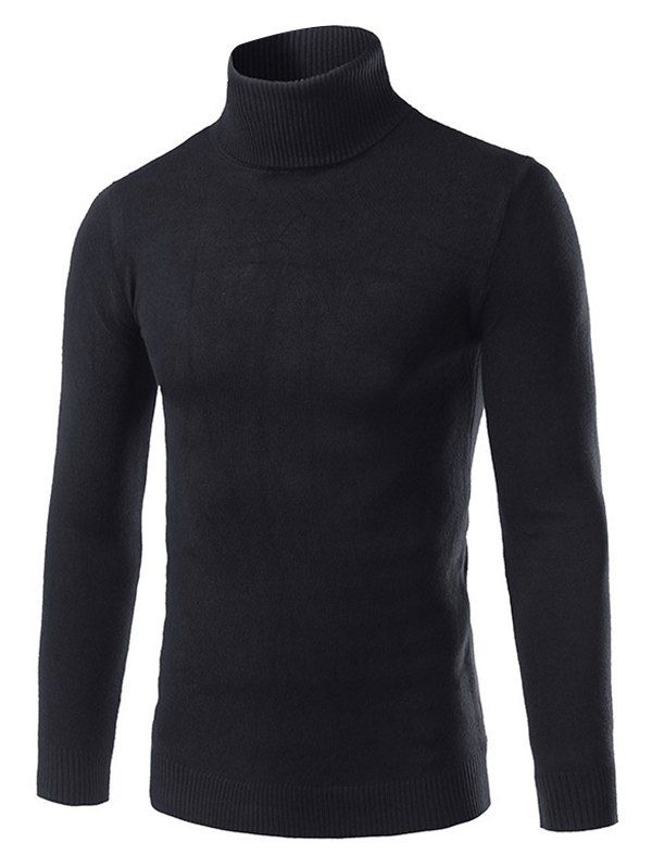 

Roll Neck Pullover Sweater in Slim Fit, Black