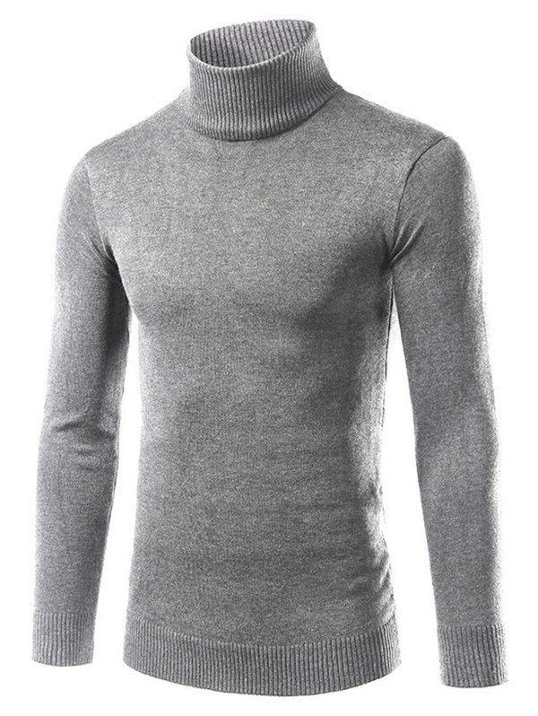 

Roll Neck Pullover Sweater in Slim Fit, Light gray