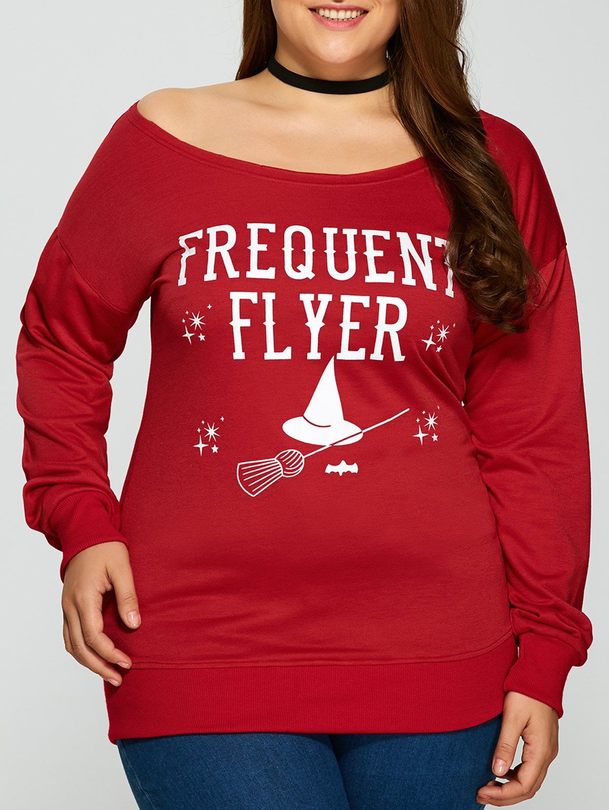 

Halloween Graphic Print Sweatshirt, Red