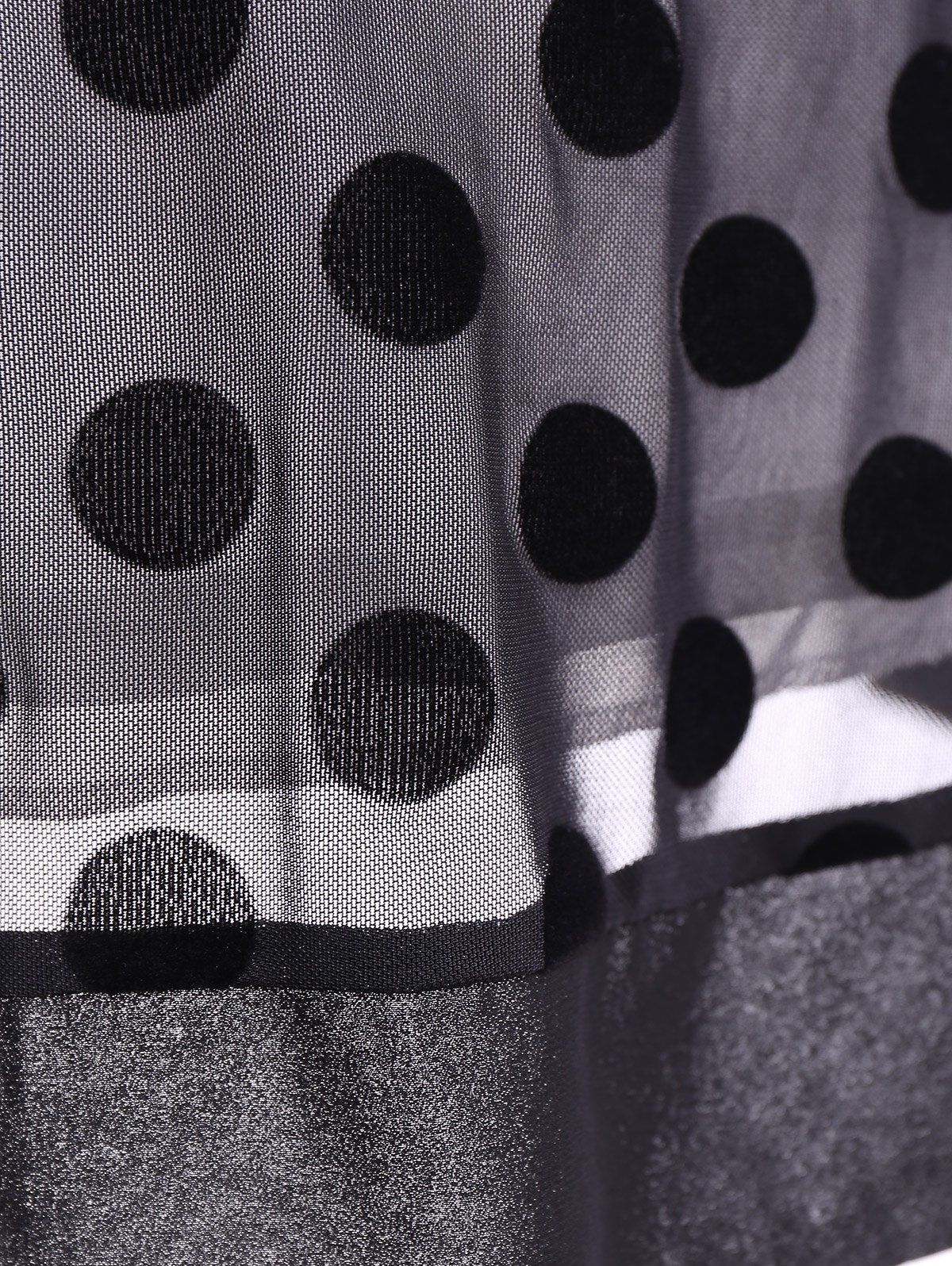 2018 Summer Retro Polka Dot Mesh Yarn Insert Dress BLACK M In Vintage