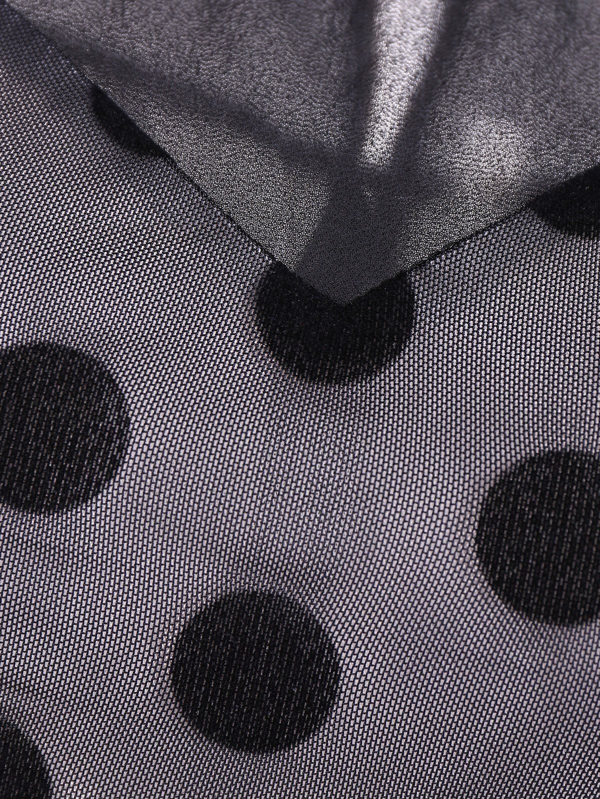 2018 Summer Retro Polka Dot Mesh Yarn Insert Dress BLACK M In Vintage