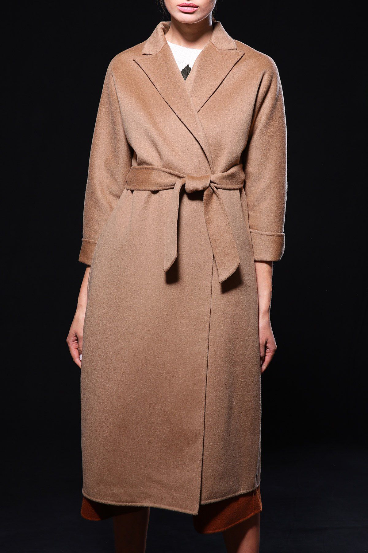 

Longline Wool Wrap Coat, Khaki
