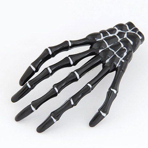 Epingle à cheveux d'Halloween ,forme de main squelette - Noir 