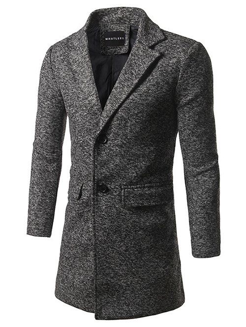 Manteau drapé avec col à revers à boutons - gris foncé 5XL