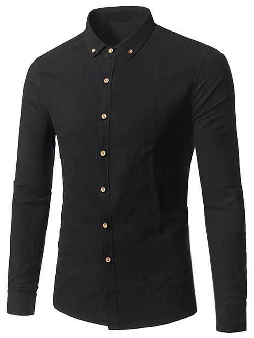 

Slim Fit Button Down Long Sleeve Shirt, Black