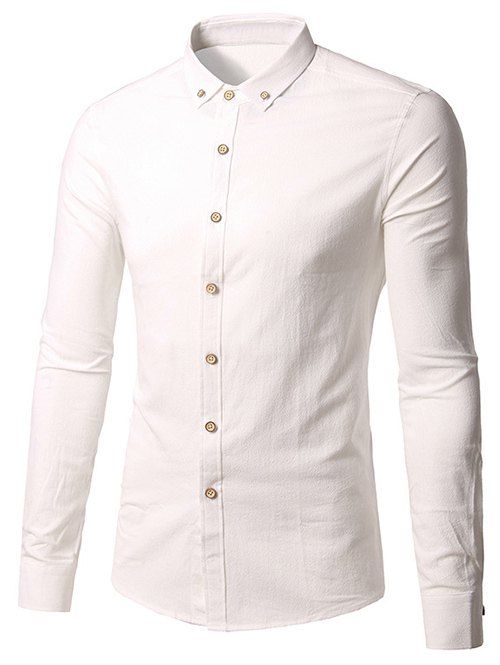 

Slim Fit Button Down Long Sleeve Shirt, White