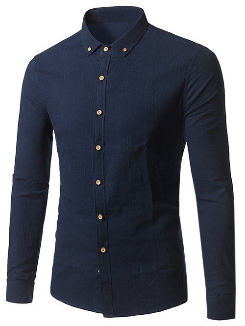 

Slim Fit Button Down Long Sleeve Shirt, Purplish blue