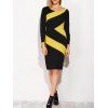 Robe a longueur de genoux avec deux  couleurs a forme géométrique - Jaune et Noir L