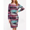 Robe imprimée amincissante à manches longues - multicolore 2XL