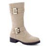 Bottes mi-mollet en suédé boucle - Blanc Cassé 38