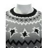 Color Block Waviness Graphic Crew Neck Sweater - BLACK/GREY M