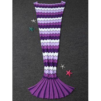 

Super Soft Wave Pattern Knitting Mermaid Tail Blanket, Purple