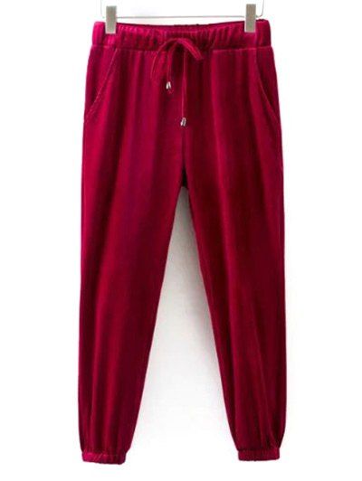 

Velvet Running Jogger Pants, Red