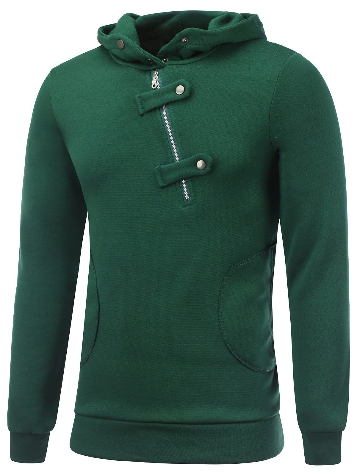 

Oblique Half Zip Design Hoodie, Green