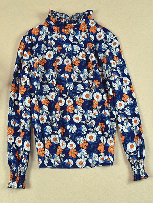 

Long Sleeve Floral Print Blouse, Blue
