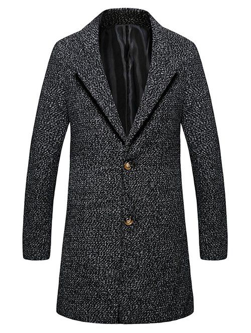 

Lapel Single Breasted Wool Mix Tweed Overcoat, Black